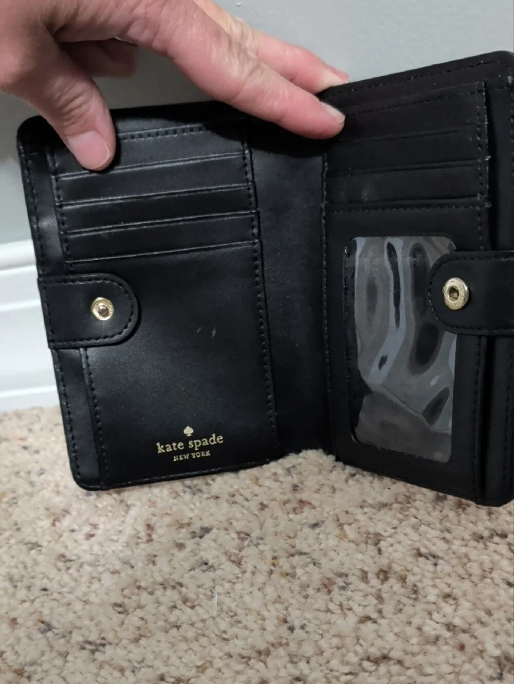 Kate Spade two-tone Leather Small Bifold Wallet Black And Off White